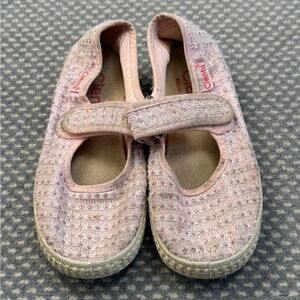 Cienta Pink Shoes with Velcro Strap and Shimmer